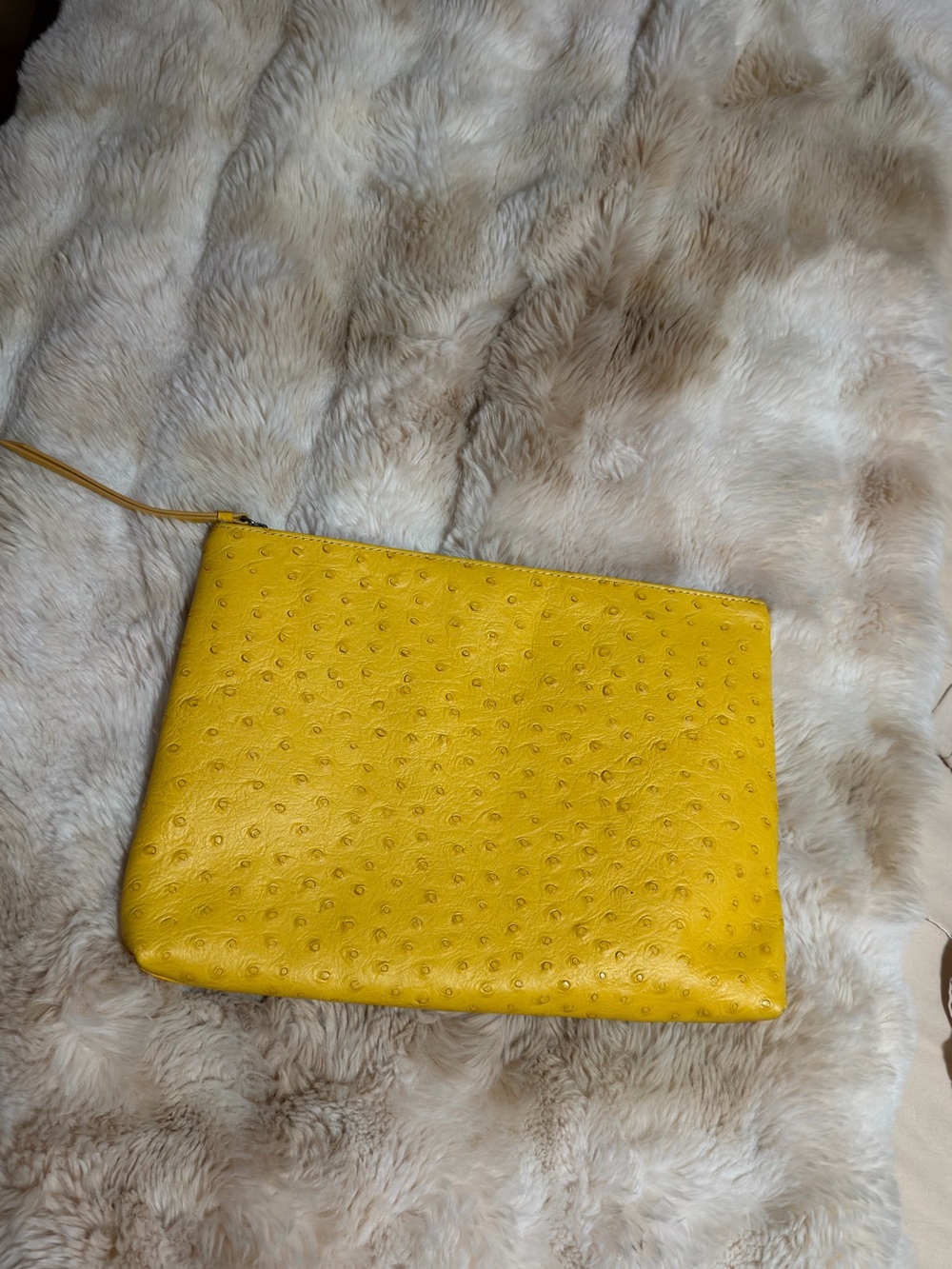 Banana Republic Yellow Ostrich-Embossed Wristlet Clutch